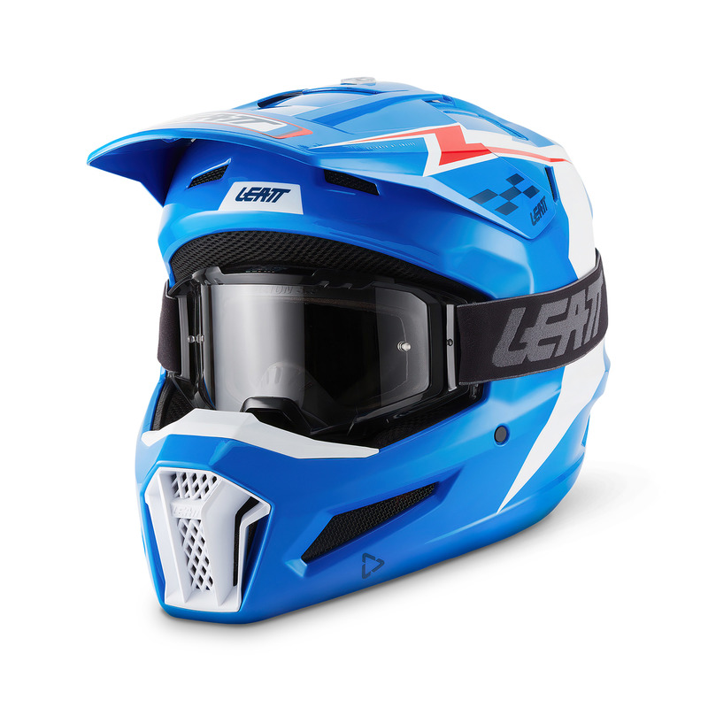 KASK MOTOCYKLOWY Z GOGLAMI LEATT KIT MOTO 3.5 BLUE