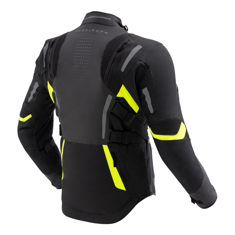 KURTKA MOTOCYKLOWA TEKSTYLNA REBELHORN HIKER 4 DARK GREY BLACK FLUO YELLOW