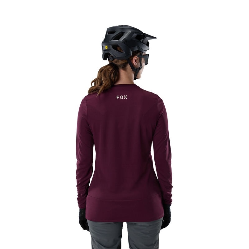 KOSZULKA ROWEROWA Z DŁUGIM RĘKAWEM DAMSKA FOX RANGER HEAD DARK MAROON S