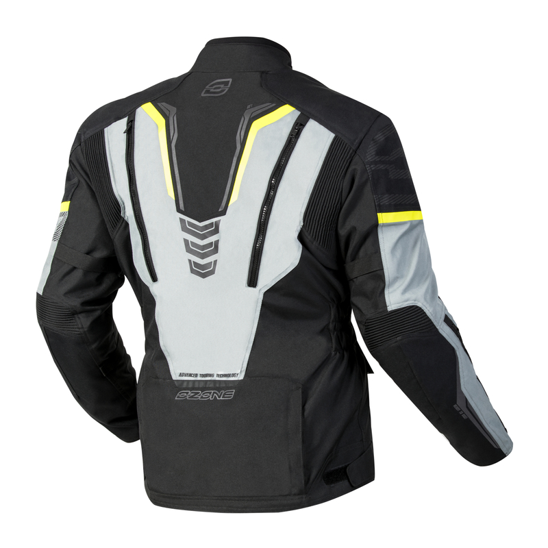 KURTKA MOTOCYKLOWA TEKSTYLNA OZONE TOUR 3 BLACK GREY FLUO YELLOW