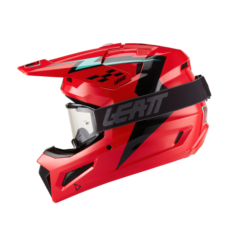 KASK MOTOCYKLOWY Z GOGLAMI JUNIOR LEATT KIT MOTO 3.5 RED L