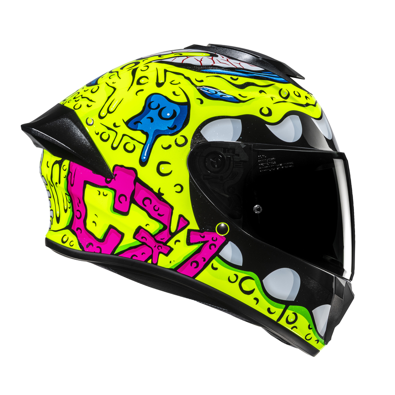 KASK MOTOCYKLOWY HJC C71 SQUEEZE YELLOW PINK