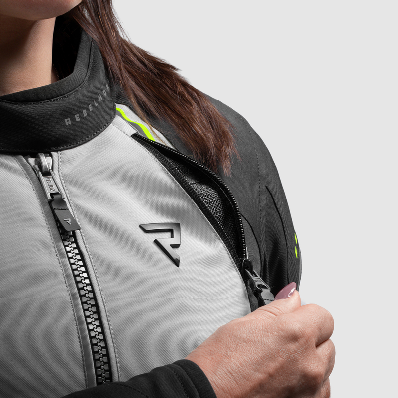 KURTKA MOTOCYKLOWA TEKSTYLNA DAMSKA REBELHORN SWIFT LIGHT GREY FLUO YELLOW WL
