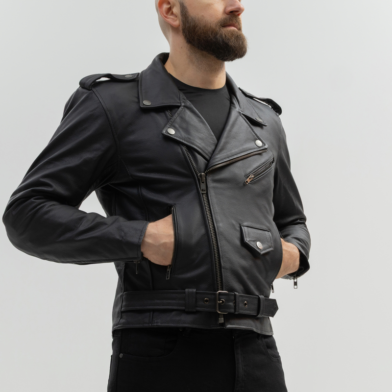 KURTKA MOTOCYKLOWA SKÓRZANA BROGER ROCKER BLACK
