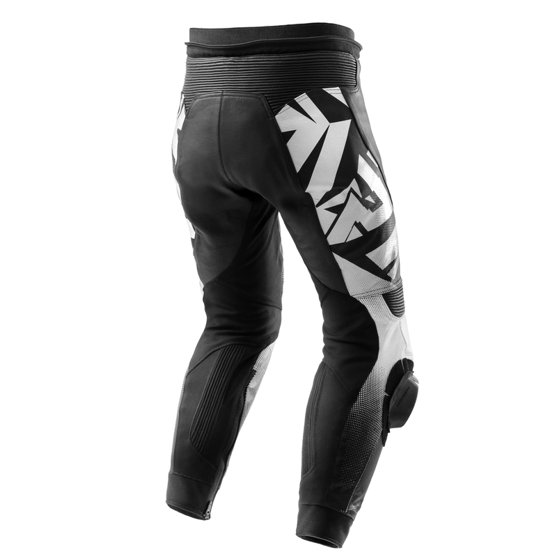 SPODNIE MOTOCYKLOWE SKÓRZANE REBELHORN INFERNO BLACK WHITE