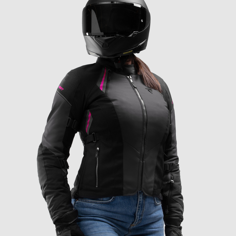 KURTKA MOTOCYKLOWA TEKSTYLNA DAMSKA REBELHORN SWIFT BLACK DARK GREY PINK W3XL