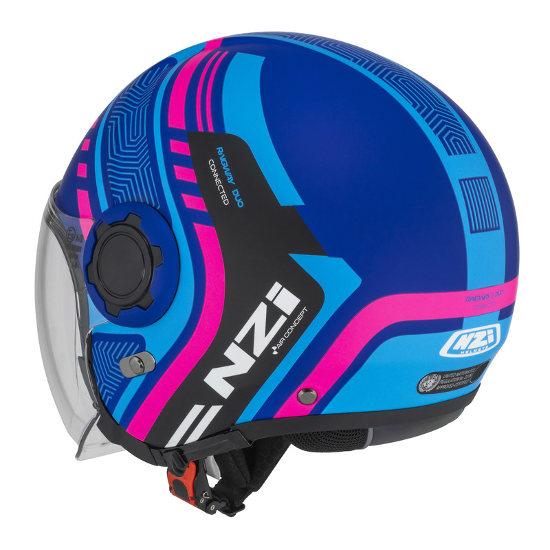 KASK MOTOCYKLOWY NZI RINGWAY 2 DUO CONNECTED BLUE PINK BLUE MATT XS