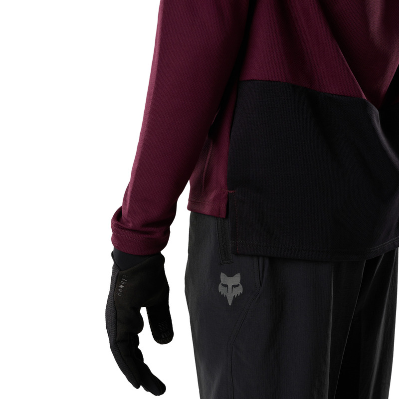 KOSZULKA ROWEROWA Z DŁUGIM RĘKAWEM JUNIOR FOX RANGER HEAD DARK MAROON YXL