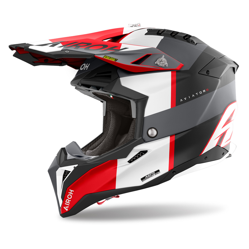 KASK MOTOCYKLOWY AIROH AVIATOR 3 MONARCH GREY RED MATT
