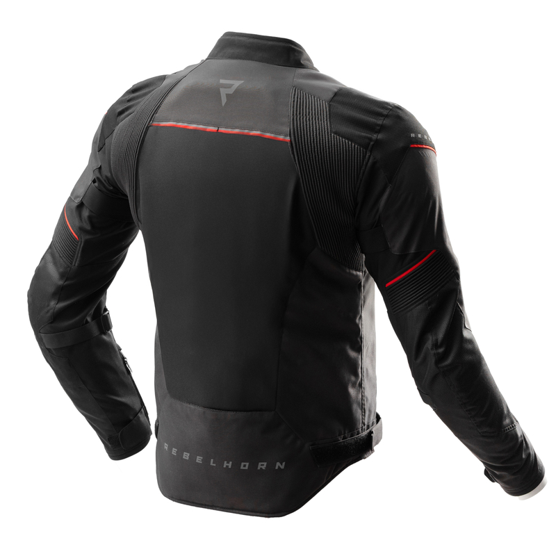 KURTKA MOTOCYKLOWA TEKSTYLNA REBELHORN SWIFT BLACK DARK GREY RED