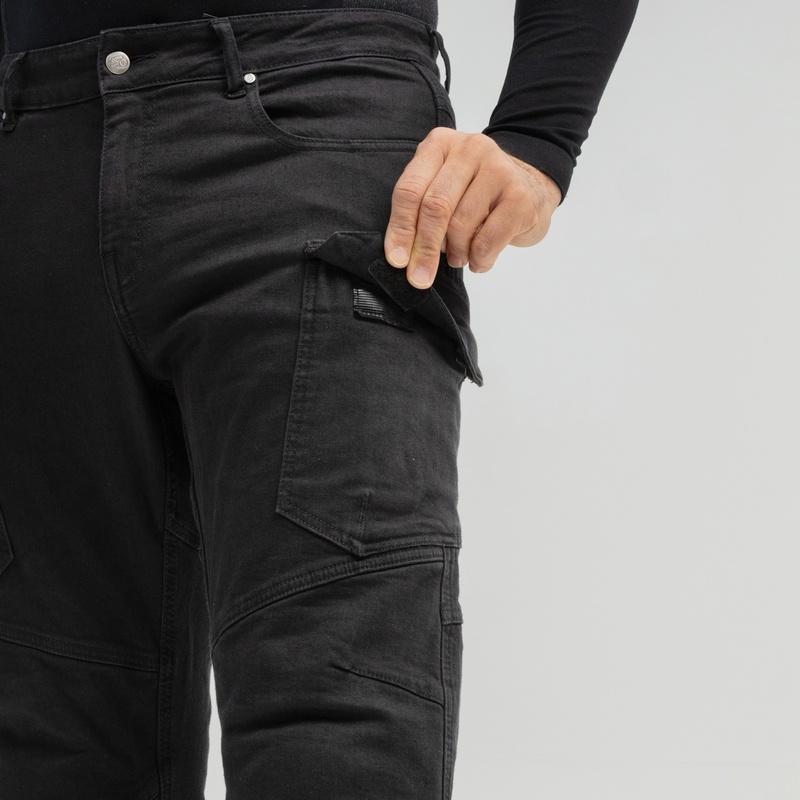 JEANSY MOTOCYKLOWE BROGER BRONX WASHED BLACK