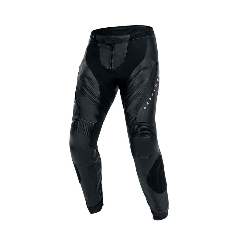 SPODNIE MOTOCYKLOWE SKÓRZANE REBELHORN VELOCE BLACK WHITE