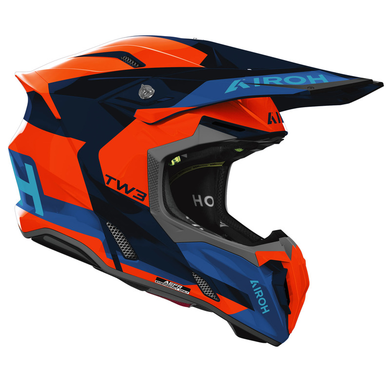 KASK MOTOCYKLOWY AIROH TWIST 3 FANCY BLUE ORANGE GLOSS