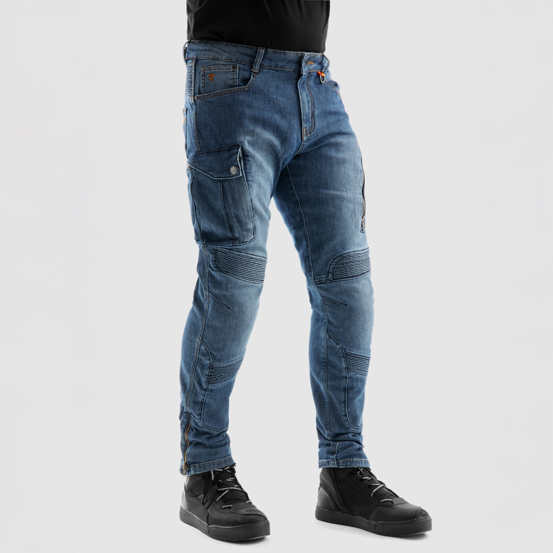 JEANSY MOTOCYKLOWE REBELHORN VANDAL WASHED BLUE MONOLAYER