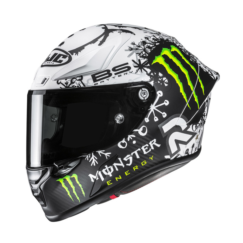 KASK MOTOCYKLOWY HJC RPHA1 V2 CARBON QUARTARARO SNOW DIABLO REPLICA BLACK WHITE