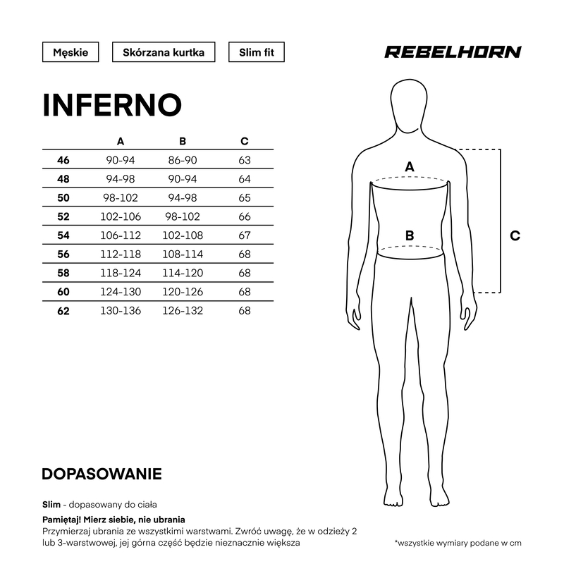 KURTKA MOTOCYKLOWA SKÓRZANA REBELHORN INFERNO BLACK WHITE 62