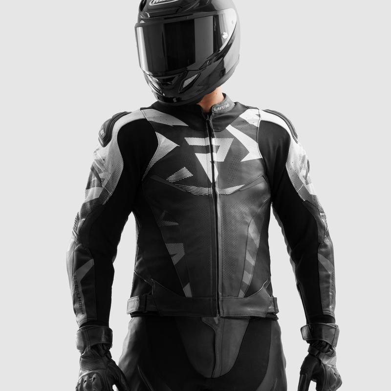 KURTKA MOTOCYKLOWA SKÓRZANA REBELHORN INFERNO BLACK WHITE 48