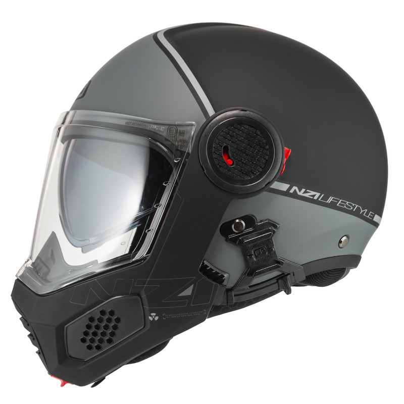 KASK MOTOCYKLOWY NZI MINIMOD DUO SMART BLACK ANTRACITE MATT