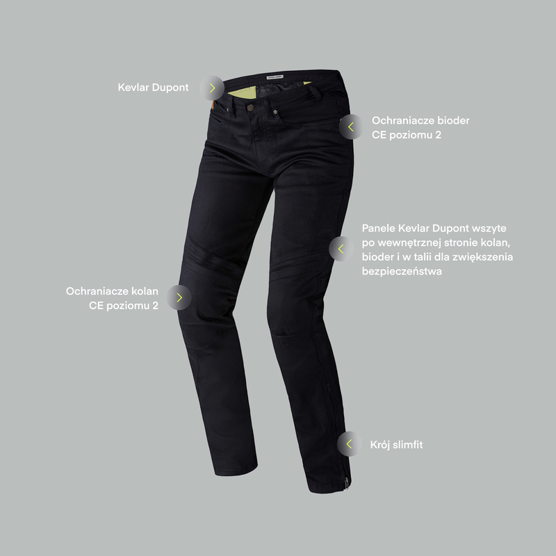 JEANSY MOTOCYKLOWE REBELHORN RAGE 2 TAPERED FIT WASHED BLACK