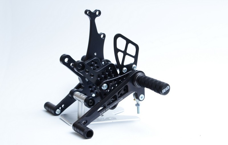 PODNÓŻKI REGULOWANE RG RACING KAWASAKI ZX-10R 16-, ZESTAW BLACK