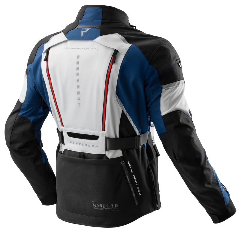 KURTKA MOTOCYKLOWA TEKSTYLNA REBELHORN HARDY 3.0 BLUE GREY RED
