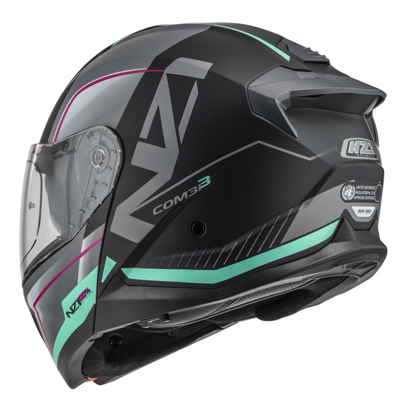 KASK MOTOCYKLOWY NZI COMBI 3 DUO ORBE BLACK ANTRACITE BEIGE TURQUOISE MATT L