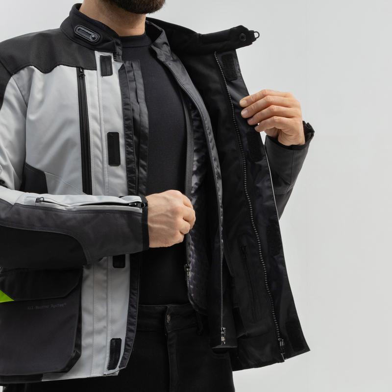 KURTKA MOTOCYKLOWA TEKSTYLNA BROGER OVERLAND BLACK GREY FLUO YELLOW
