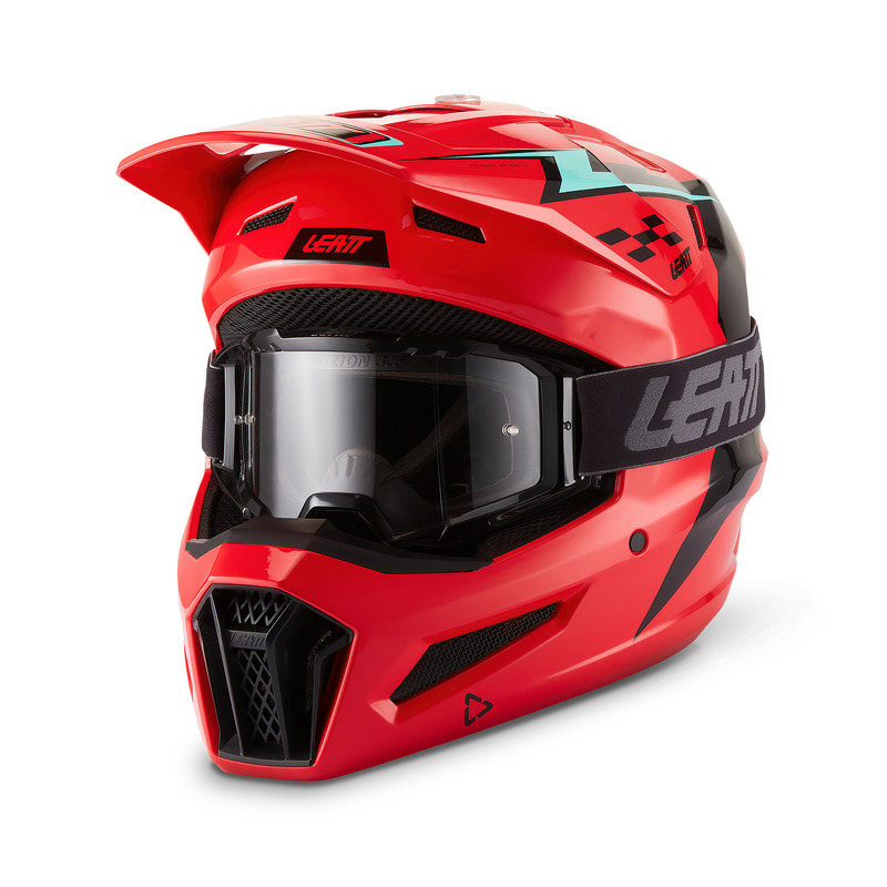 KASK MOTOCYKLOWY Z GOGLAMI LEATT KIT MOTO 3.5 RED XL