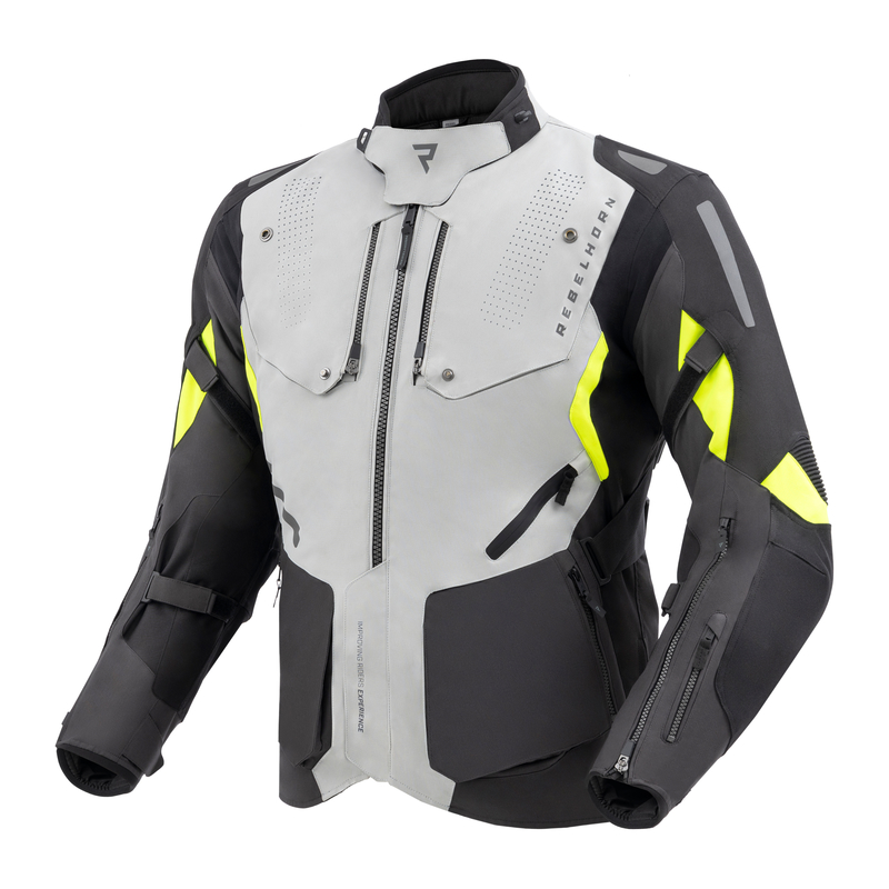 KURTKA MOTOCYKLOWA TEKSTYLNA REBELHORN HIKER 4 BLACK GREY FLUO YELLOW