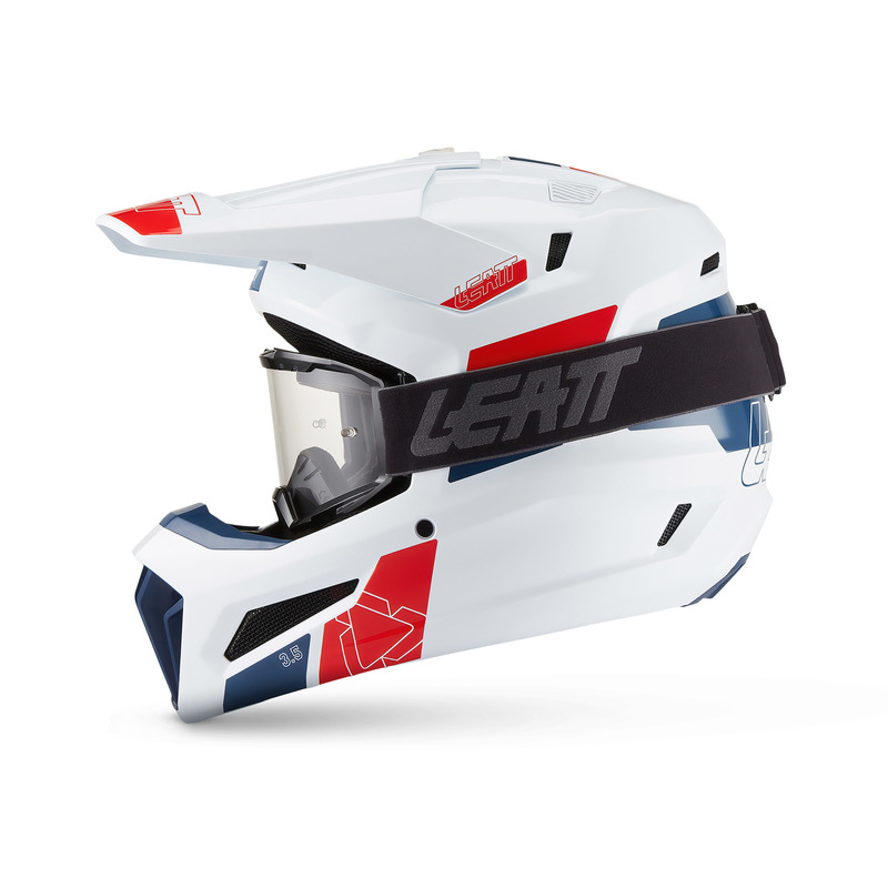 KASK MOTOCYKLOWY Z GOGLAMI LEATT KIT MOTO 3.5 WHITE M