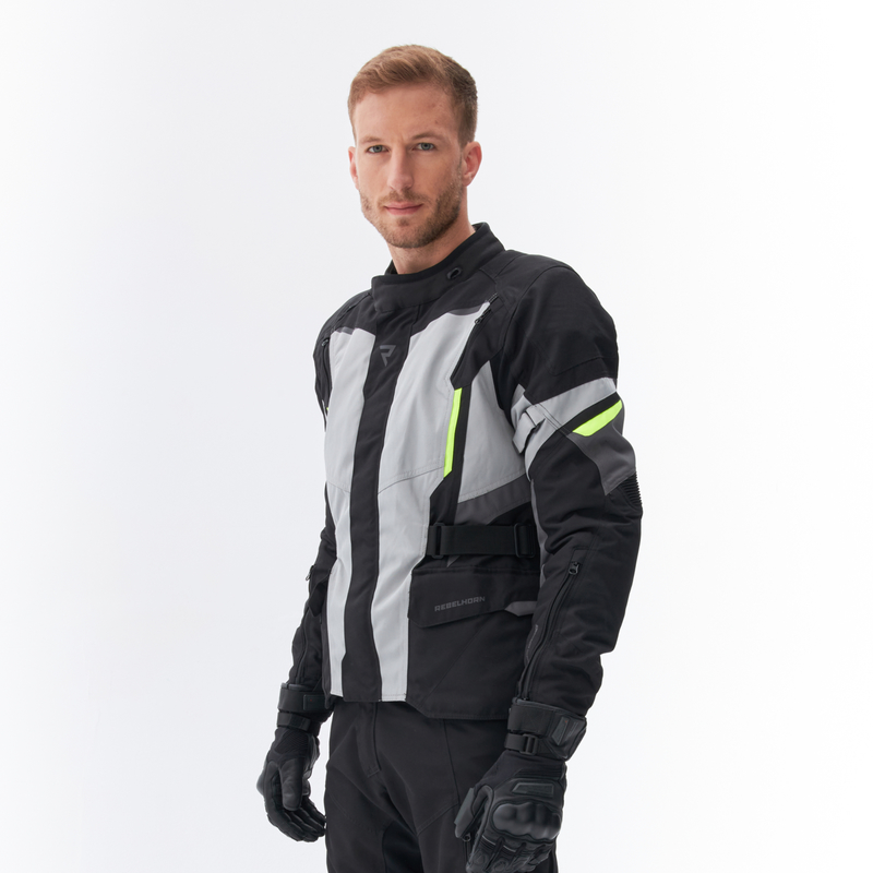 KURTKA MOTOCYKLOWA TEKSTYLNA REBELHORN SCOUT BLACK GREY FLUO YELLOW