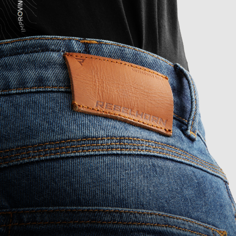 JEANSY MOTOCYKLOWE REBELHORN BRONCO WASHED BLUE MONOLAYER