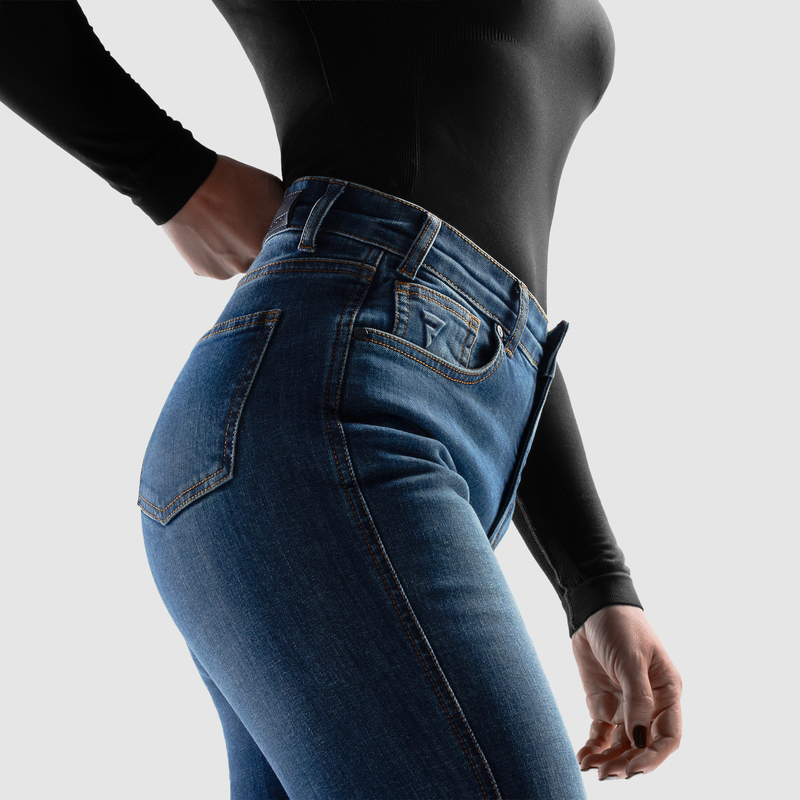 JEANSY MOTOCYKLOWE DAMSKIE REBELHORN CLASSIC WASHED BLUE MONOLAYER 24/28