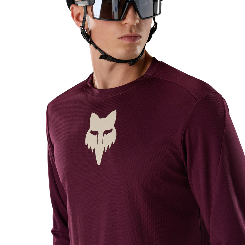 KOSZULKA ROWEROWA Z DŁUGIM RĘKAWEM FOX RANGER HEAD DARK MAROON S
