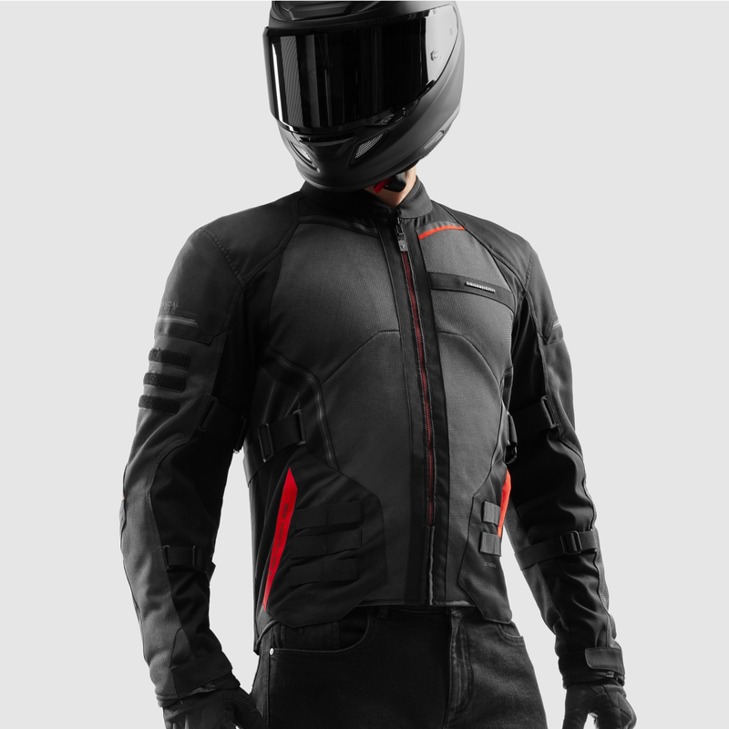 KURTKA MOTOCYKLOWA TEKSTYLNA REBELHORN SCANDAL 3 DARK GREY BLACK RED