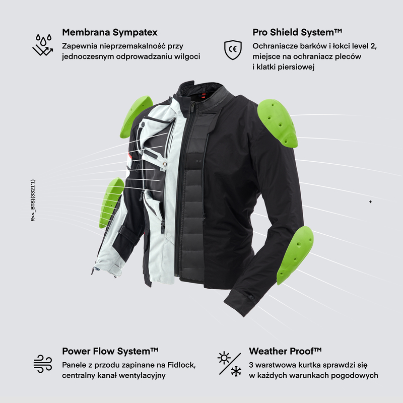 KURTKA MOTOCYKLOWA TEKSTYLNA REBELHORN RANGE GREY BLACK RED