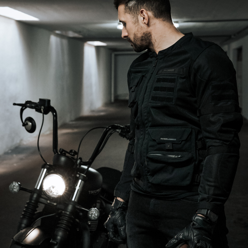 KURTKA MOTOCYKLOWA TEKSTYLNA REBELHORN BRUTALE DARK GREY BLACK FLUO YELLOW