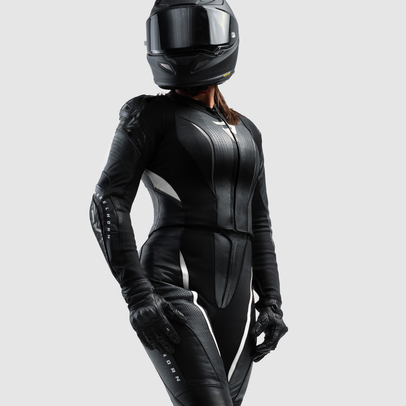 KURTKA MOTOCYKLOWA SKÓRZANA DAMSKA REBELHORN DIVA RS BLACK WHITE W42