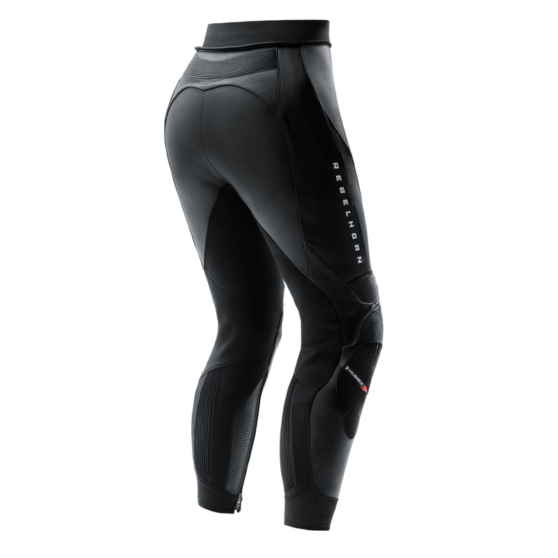 SPODNIE MOTOCYKLOWE SKÓRZANE DAMSKIE REBELHORN DIVA BLACK RED