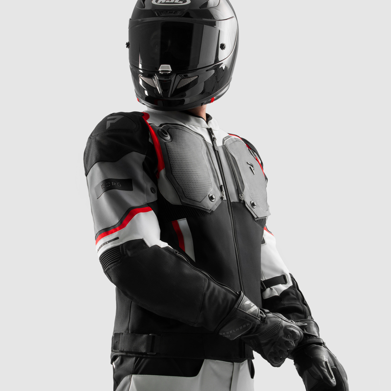 KURTKA MOTOCYKLOWA TEKSTYLNA REBELHORN BORG 2 BLACK GREY RED