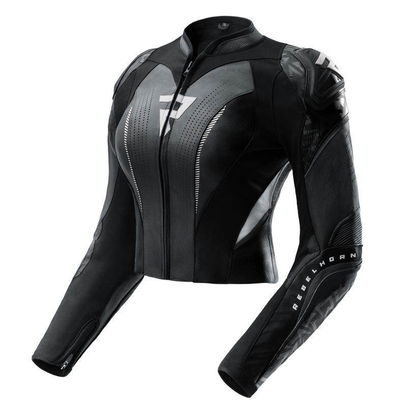 KURTKA MOTOCYKLOWA SKÓRZANA DAMSKA REBELHORN DIVA RS BLACK WHITE W42