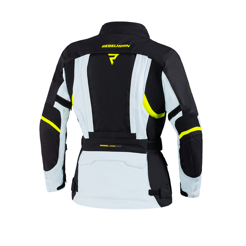 KURTKA MOTOCYKLOWA TEKSTYLNA DAMSKA REBELHORN HARDY 2 GREY BLACK FLUO YELLOW WXS