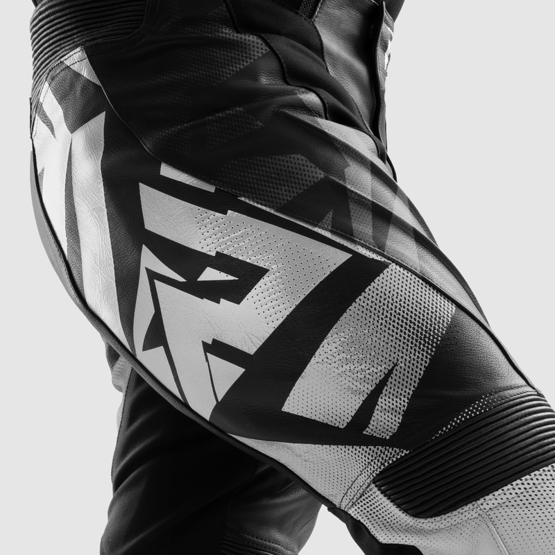 SPODNIE MOTOCYKLOWE SKÓRZANE REBELHORN INFERNO BLACK WHITE
