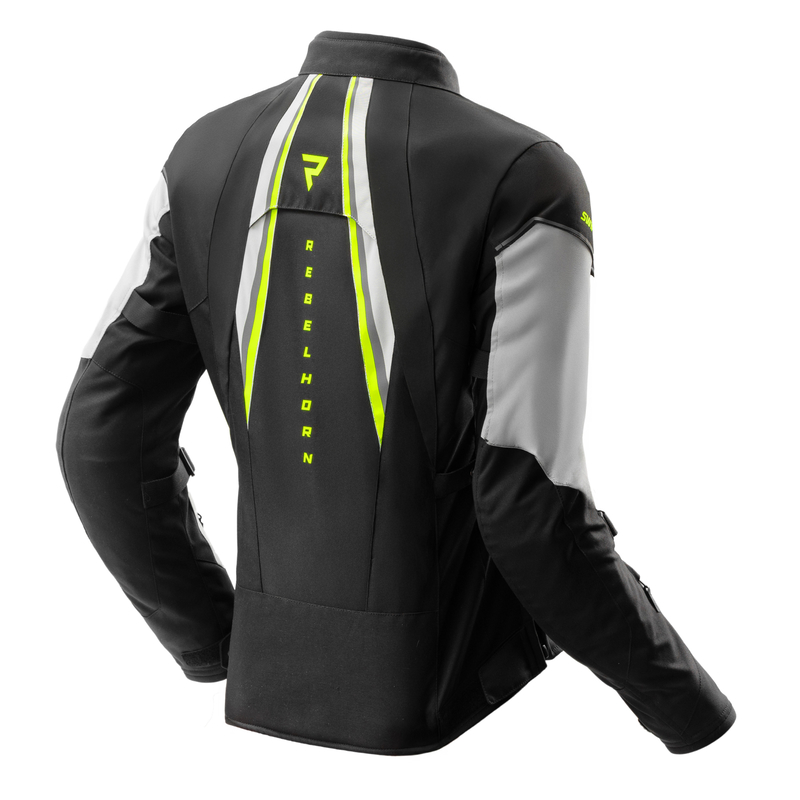 KURTKA MOTOCYKLOWA TEKSTYLNA DAMSKA REBELHORN SWIFT LIGHT GREY FLUO YELLOW WL