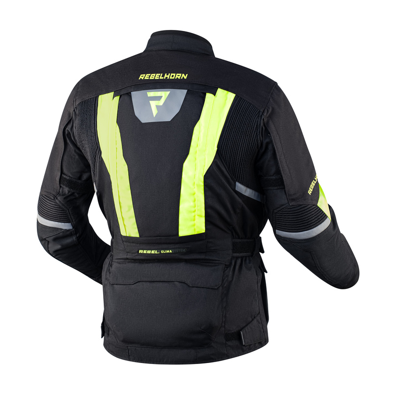KURTKA MOTOCYKLOWA TEKSTYLNA REBELHORN HARDY 2 BLACK FLUO YELLOW