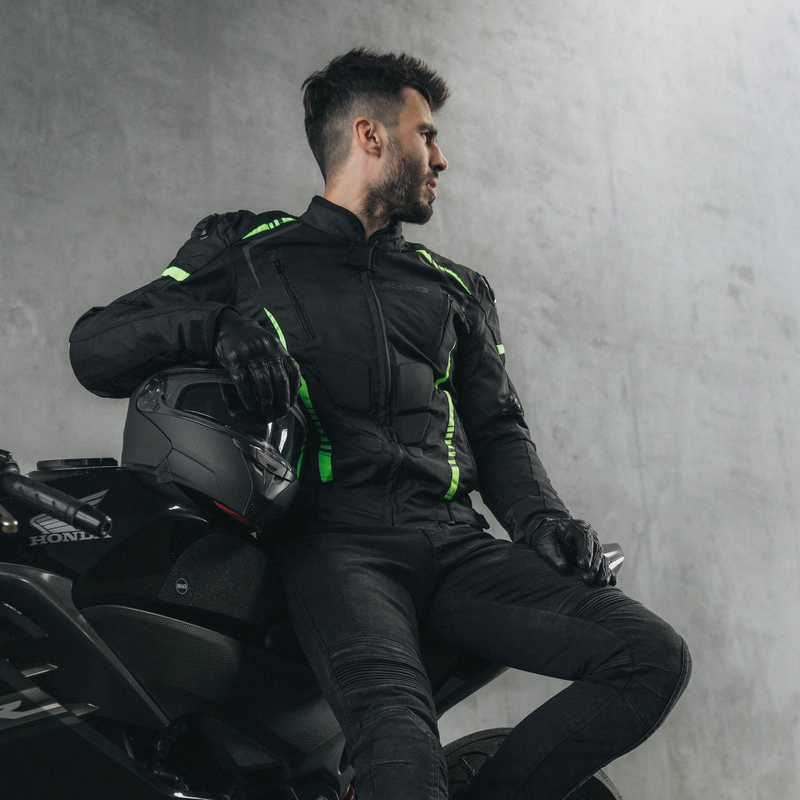 KURTKA MOTOCYKLOWA TEKSTYLNA OZONE PULSE BLACK FLUO YELLOW
