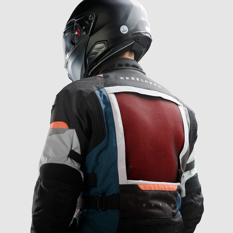 KURTKA MOTOCYKLOWA TEKSTYLNA REBELHORN CUBBY 5 BLUE GREY RED