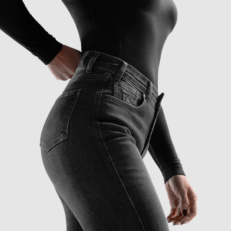 JEANSY MOTOCYKLOWE DAMSKIE REBELHORN CLASSIC WASHED BLACK MONOLAYER 24/28