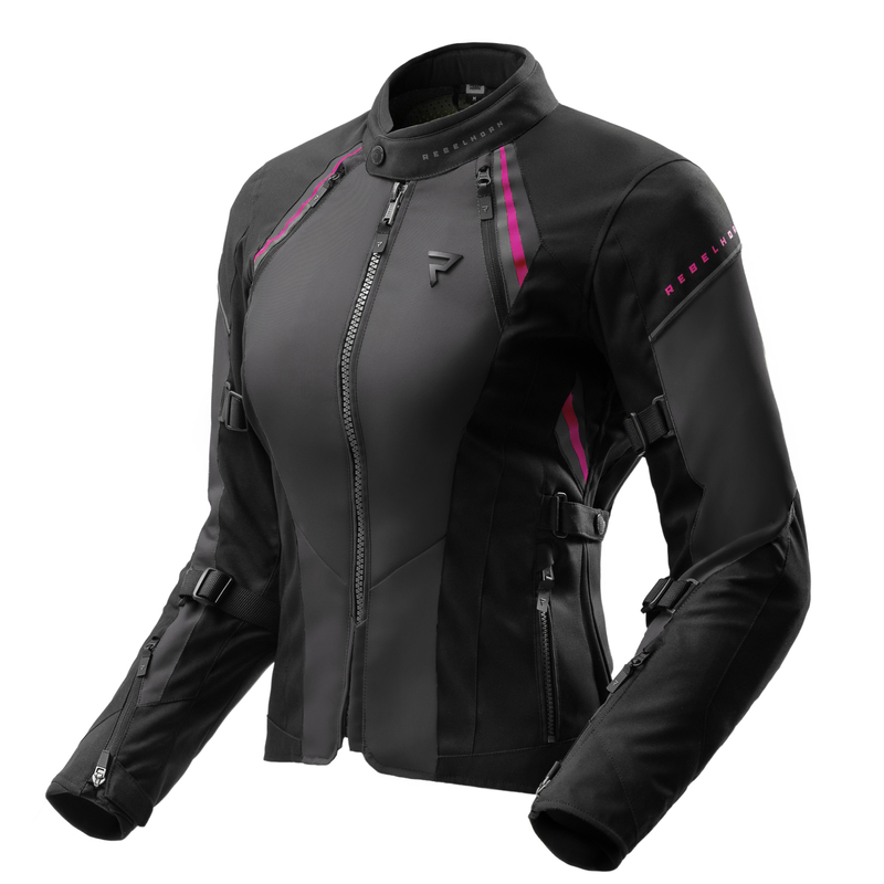 KURTKA MOTOCYKLOWA TEKSTYLNA DAMSKA REBELHORN SWIFT BLACK DARK GREY PINK WXXL