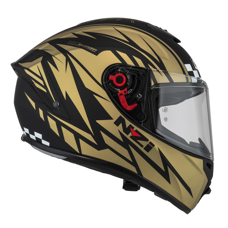 KASK MOTOCYKLOWY NZI TRENDY STREAM FLAG BLACK GOLD MATT